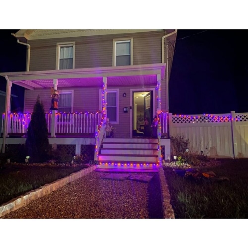 Purple & Orange Halloween Lights, 72.17ft 200 LED Halloween Lights Outdoor